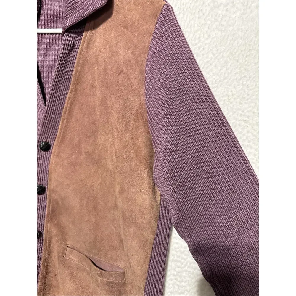 VTG 60’s Glenhusky Scotland Wool Suede Grandpa Cardigan Sweater L Cabincore